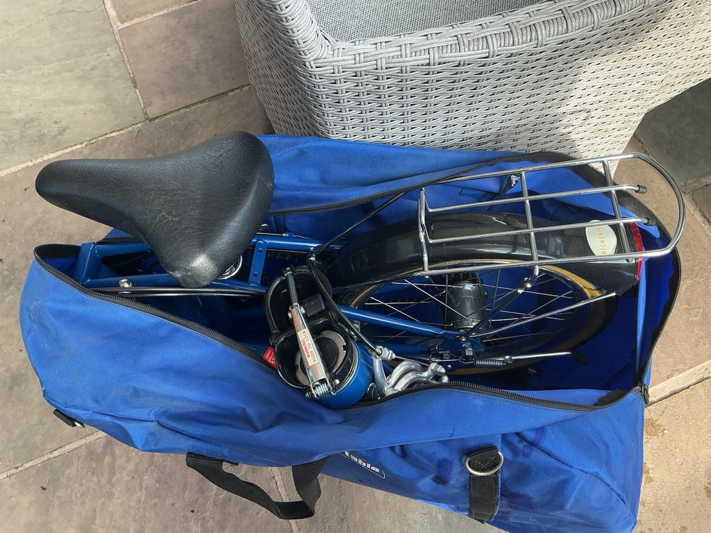 Vintage Bickerton ‘Californian’ Folding Bike Blue Rear Rack Mudguards Carry Bag