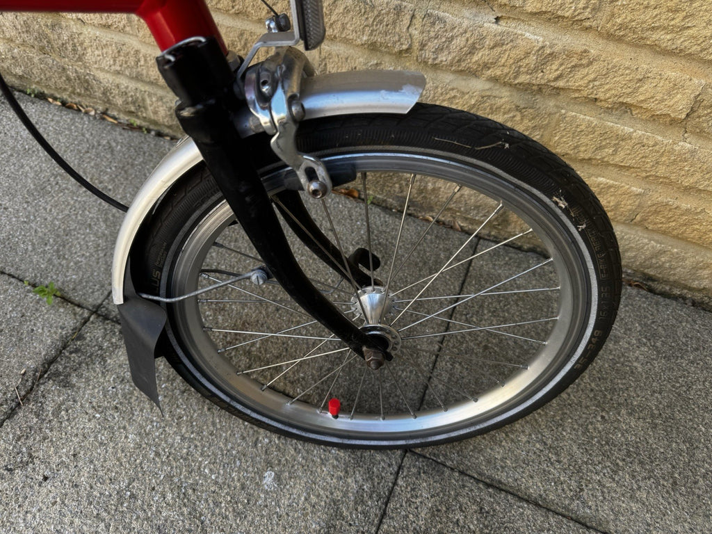 Brompton Folding Bike 16 in Red with Mudguards Rear Rack Reflectors