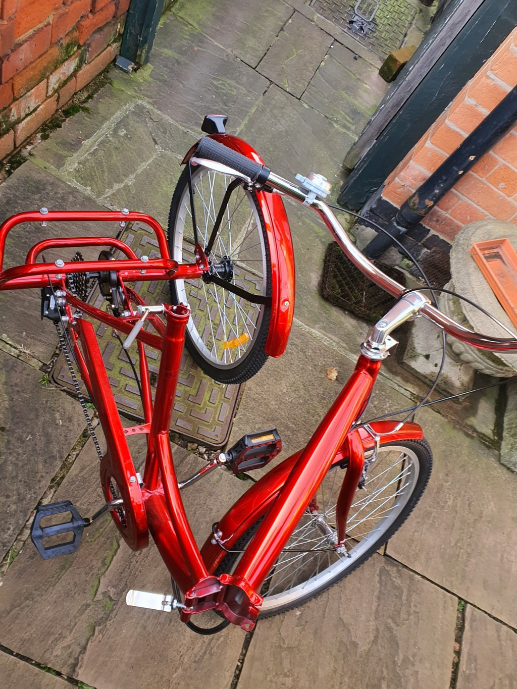 Brand NEW NEVER RIDDEN Adult RED Folding Tricycle. Basket & 7 Derailleur Gears.
