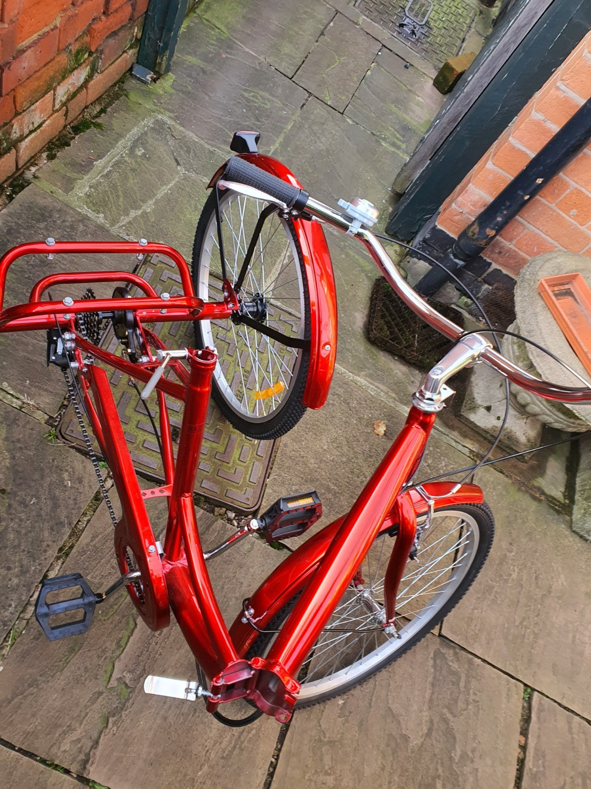Brand NEW NEVER RIDDEN Adult RED Folding Tricycle. Basket & 7 Derailleur Gears.