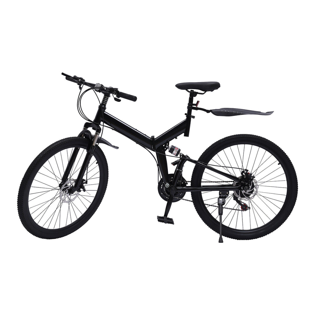 26" 21-Speed Folding Mountain Bike Foldable Bicycle Disc Brake Mountain Bike NEW