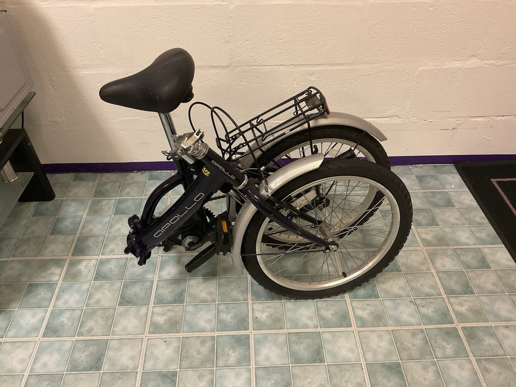 Pair of Apollo 20in Folding Bike Blue/Silver, Rear Rack, Mudguards & Reflectors
