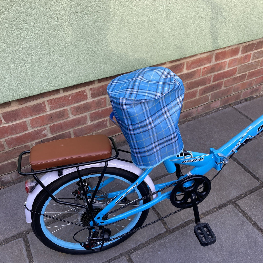 Digital Folding Blue Bike Carbon Steel 7 Speed Unisex Custom Design For UK