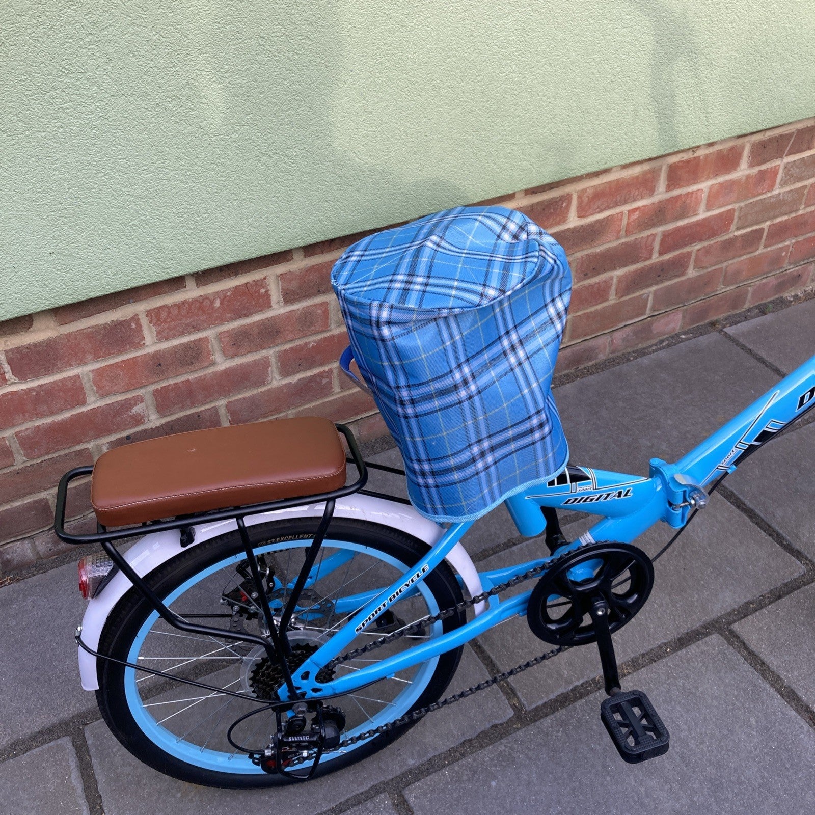 Digital Folding Blue Bike Carbon Steel 7 Speed Unisex Custom Design For UK