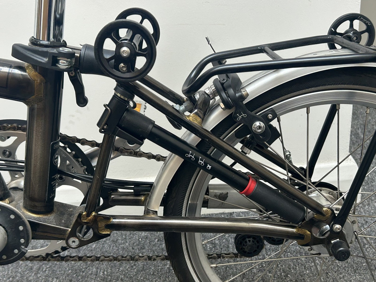 Used Brompton S6L Raw Lacquer 6 Speed Folding Bike with Rear Rack