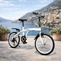 White Folding Bike Foldable City Bike for Adult 20" Commute Bicycle 6 Speed Gear