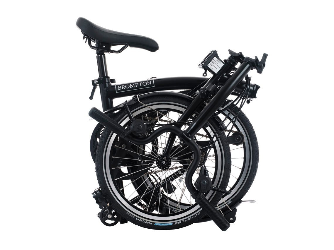 Brompton C Line 2025 - 4 Speed - Black Folding Bike with Mid handlebar