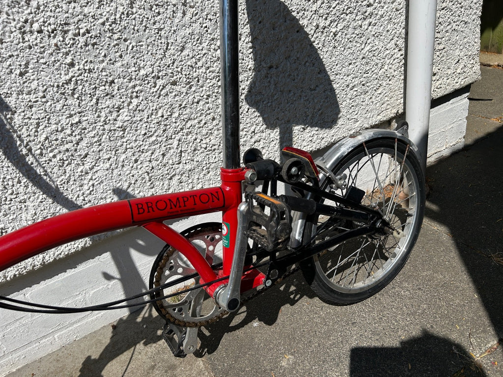 Brompton Folding Bike T5  Frame number 12616  colour red 1993