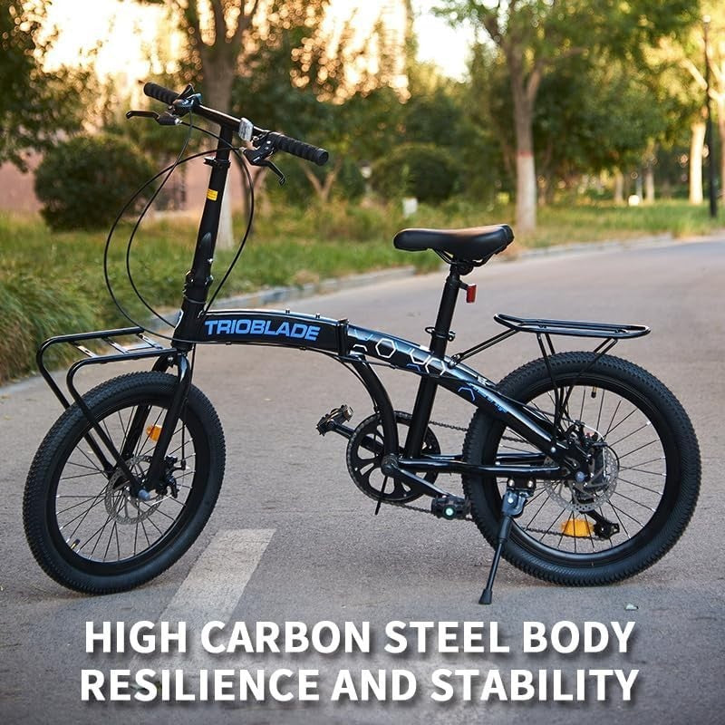 20 Inch Folding Bike 7-Speed Lightweight Mountain Bike with Disc Brakes