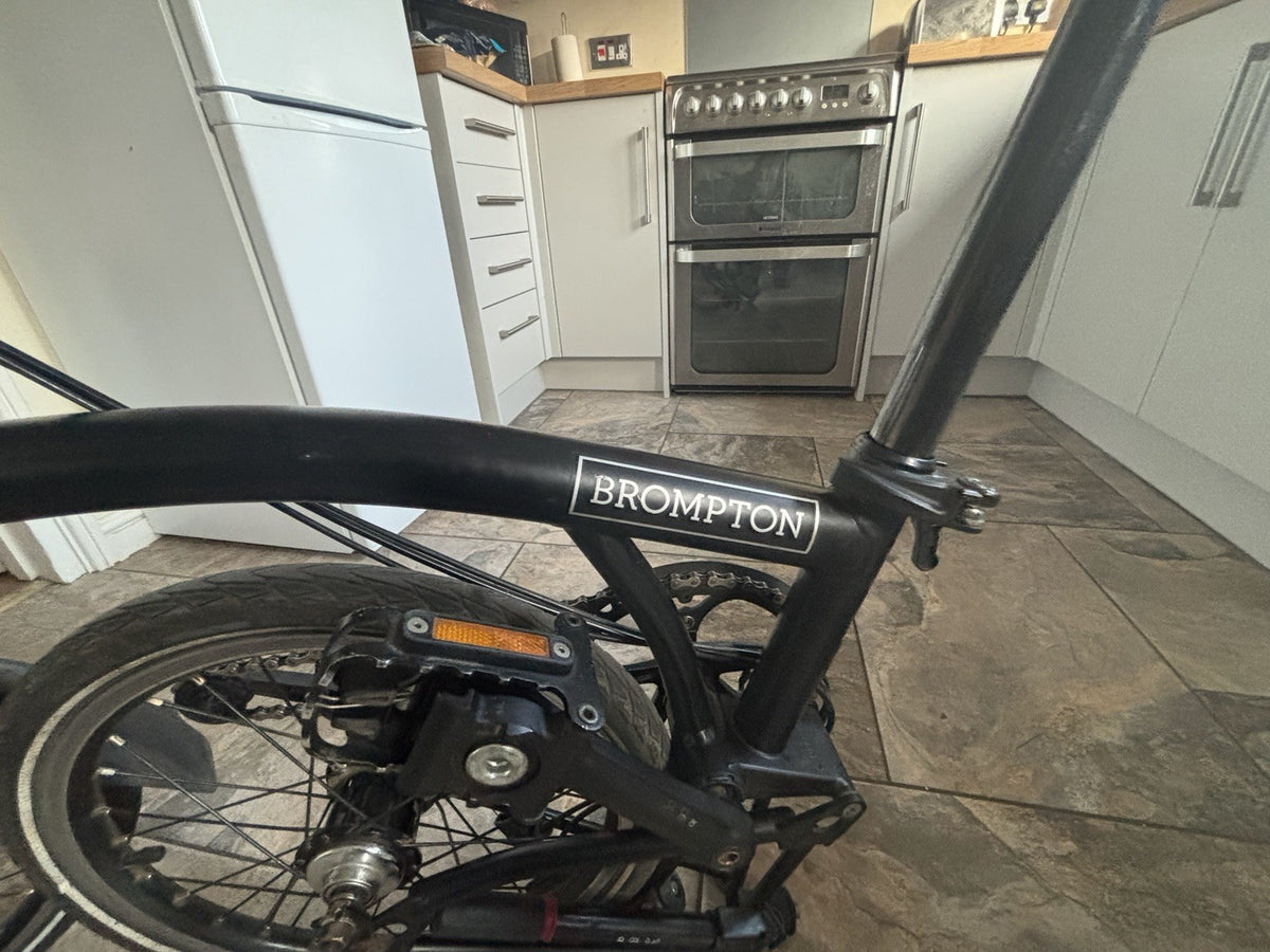 Brompton C Line 2023 Folding Bike Black 16in Mudguards 6 Speed Steel