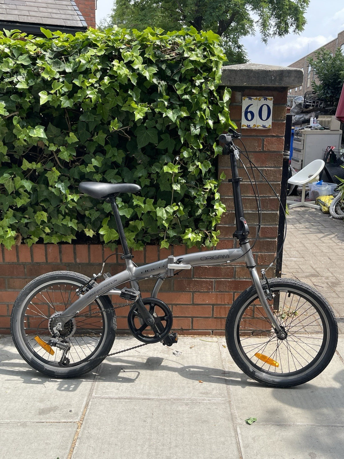 Origami Tiger Folding Bike, Grey, 20”, Compact Commuter Bike Ready To Ride Bike