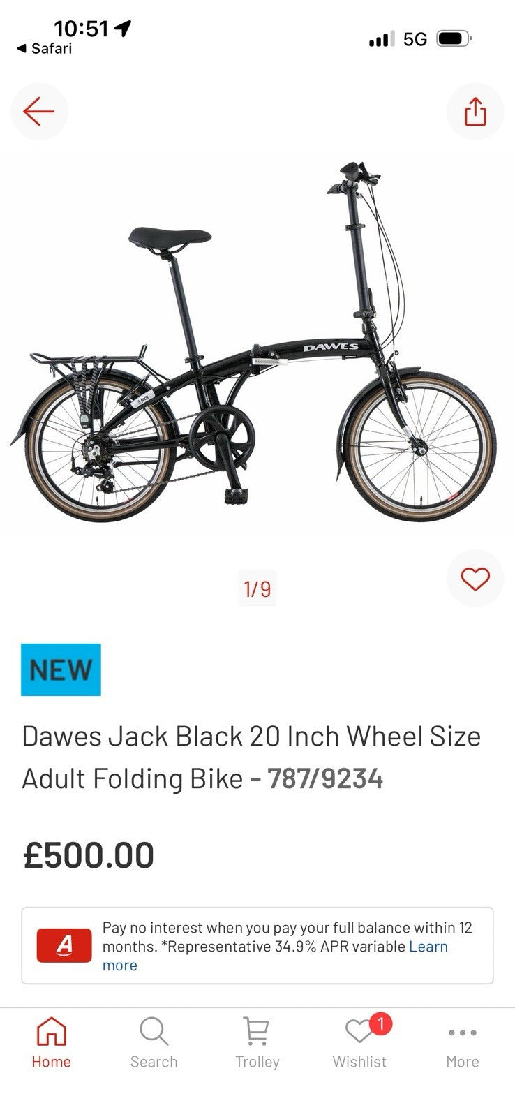 Dawes Jack 20 Folding Bike Black - Brand New Never Used . 2 Available