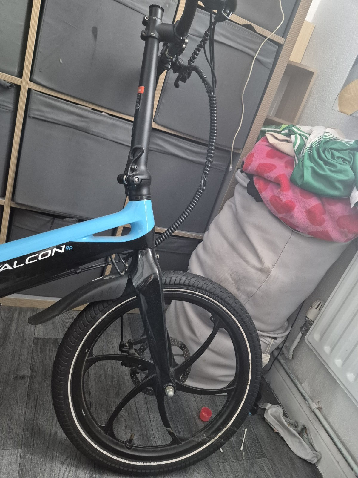 Falcon Folding Bike 20in Black/Blue Derailleur Gears Mech Disc Flat Bar