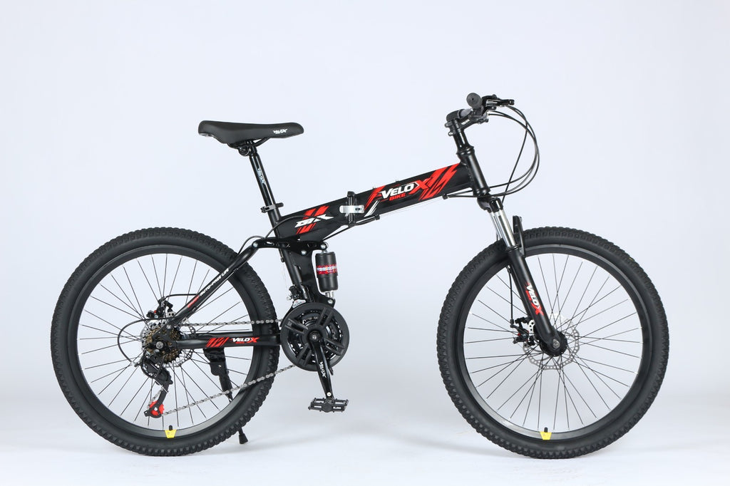 24"/26" Folding Mountain Bike – Full Suspension, Disc Brakes, Lightweight Frame