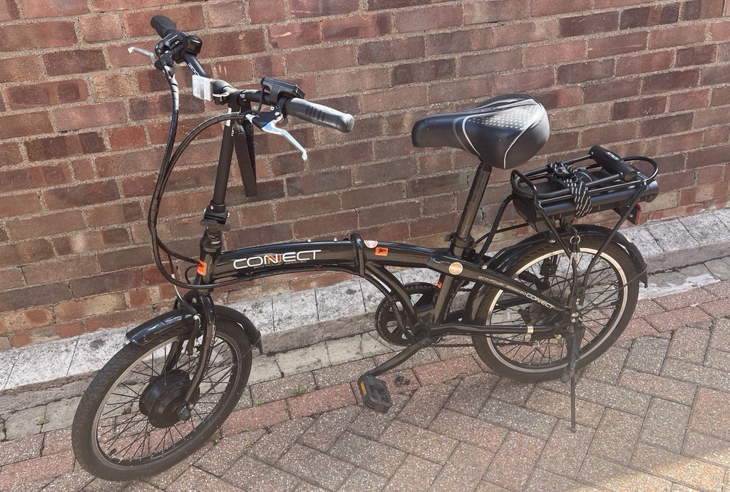 Connect Folding Bike 20in Black Flat Bar with Rear Rack Mudguards Kickstand