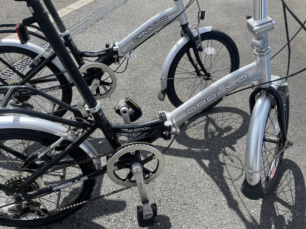 Two Apollo Transition Folding Bikes Aluminium 6061 20in Silver Black Kickstand