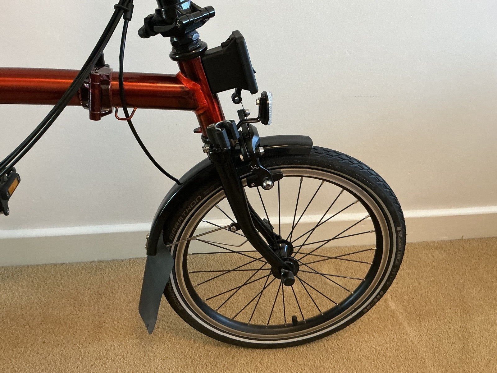 Brompton C Line Flame Red Lacquer low bar 6 speed