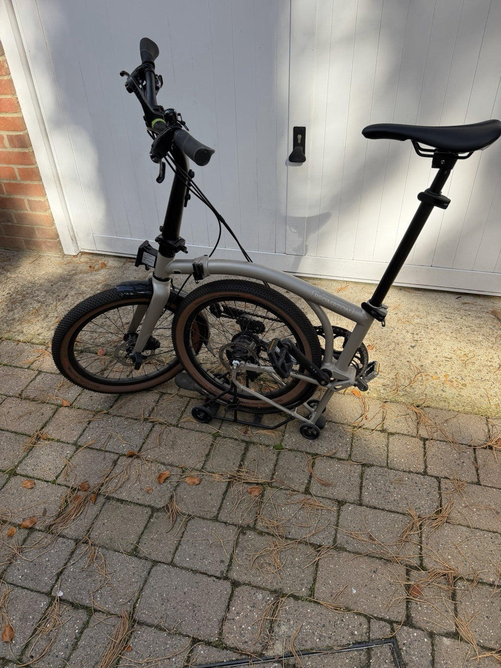 Brompton G Line 8 Speed Folding Bicycle, Traildust White, Large, Brompton Extras