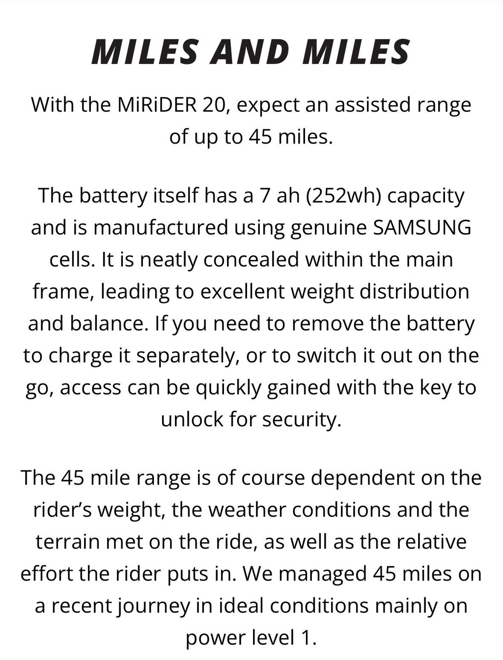 MiRiDER 20 20in Foldable  Bike, Disc Brakes, 250W Rear Hub, Grey