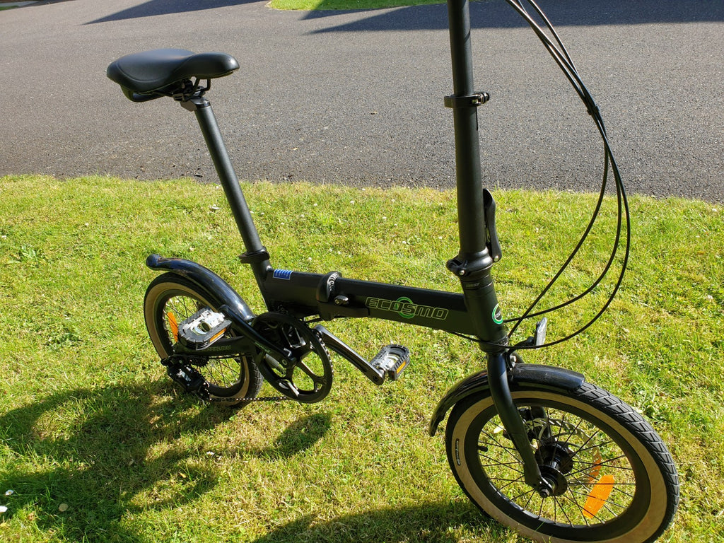 Folding Bicycle Ecosmo 16" Wheel Black Alloy 6SP Shimano Gear, DualDisc