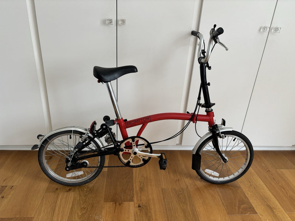 Brompton Folding Bike 16in Red 3-Speed Hub Gears Mudguards Reflectors