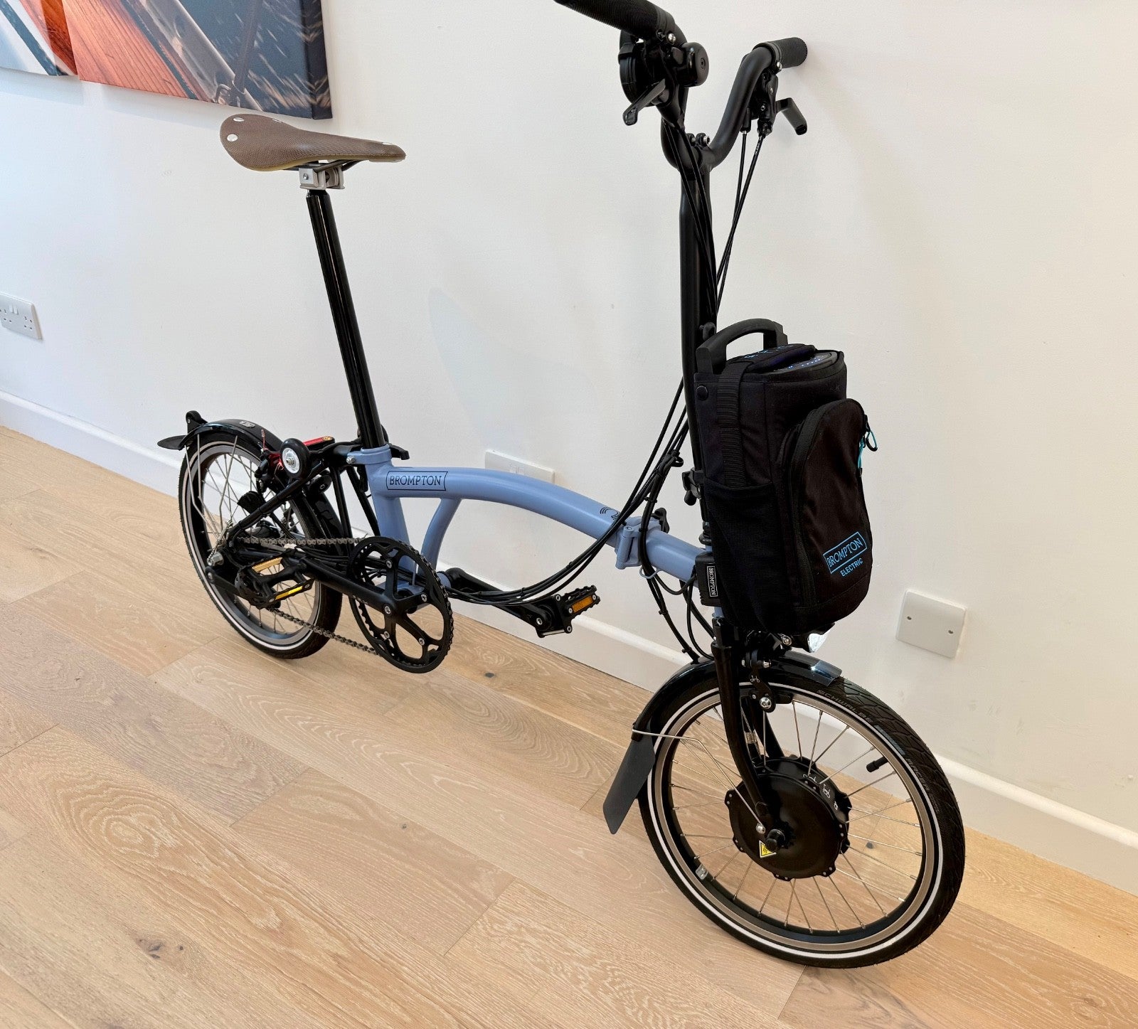 Brompton Electric C Line 6 Speed Folding Bike 2023 - Cloud Blue - RRP £3060 H6L