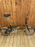 Brompton Racing Green Folding Bike 3 Speed + Brooks Saddle + Brooks Grips