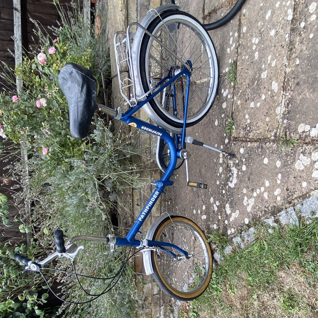 Phoenix Pathfinder Single Gear Foldable Bike with Rear Rack Blue