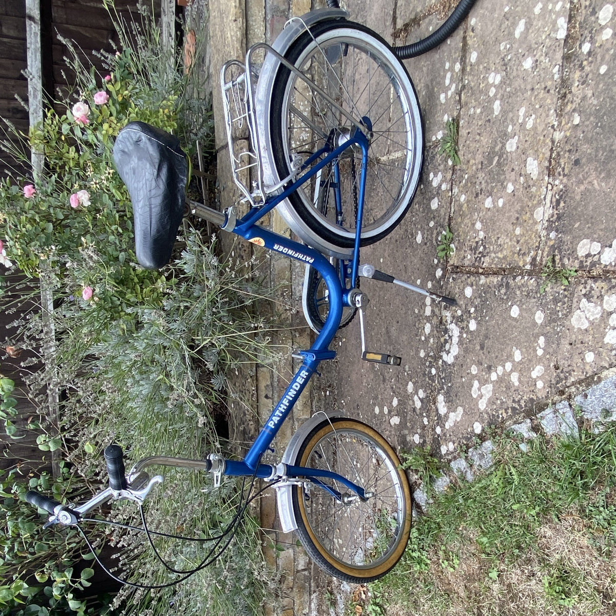 Phoenix Pathfinder Single Gear Foldable Bike with Rear Rack Blue