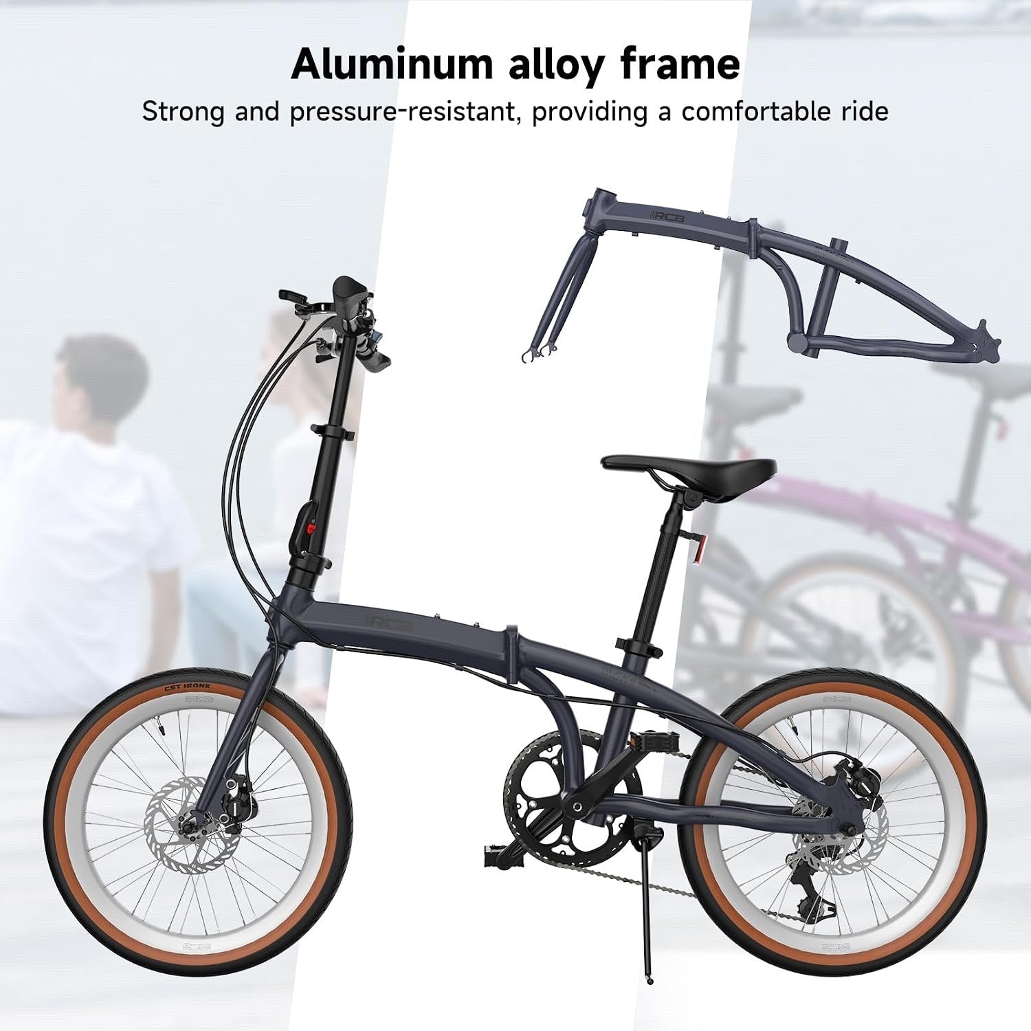 RCB GK4 Folding Bike 20 Inch, Foldable Bicycle with Aluminium Frame, 7-Speed Gea