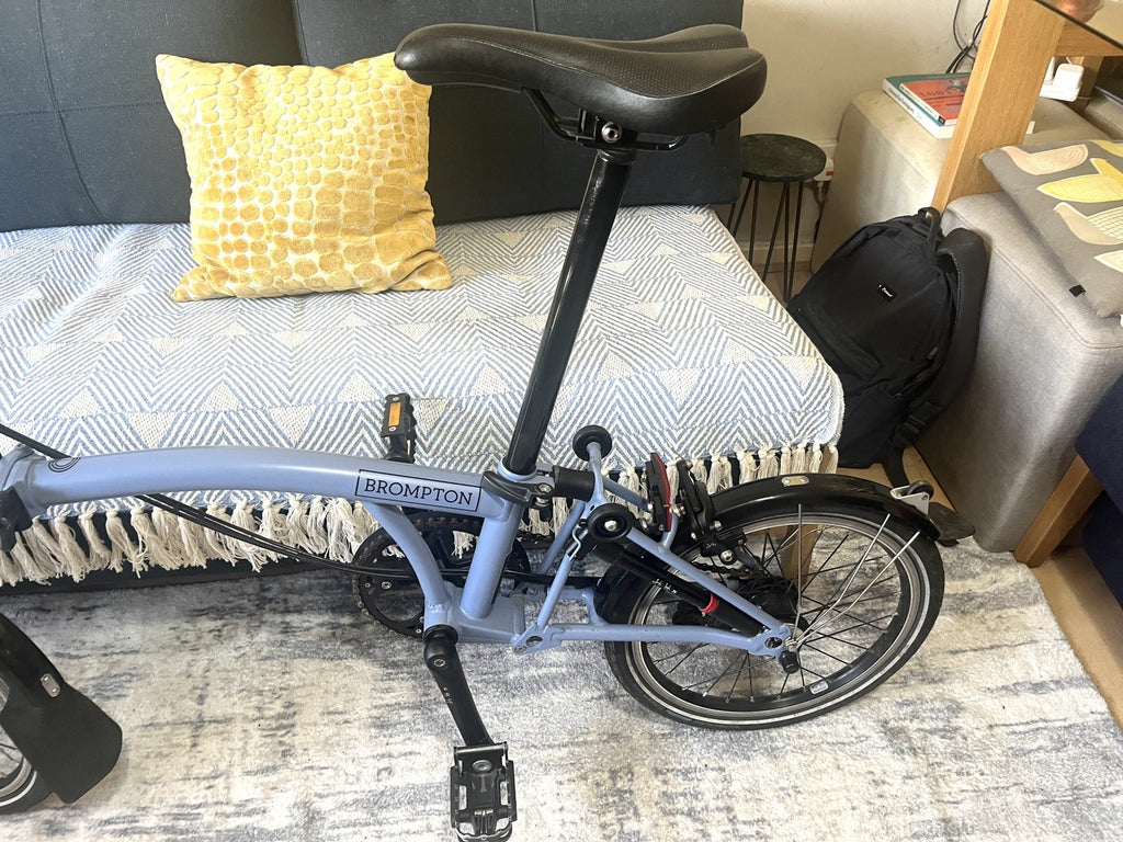 Brompton C Line Explore Mid Handlebar Folding Bike - Cloud Blue M Handlebar 2023