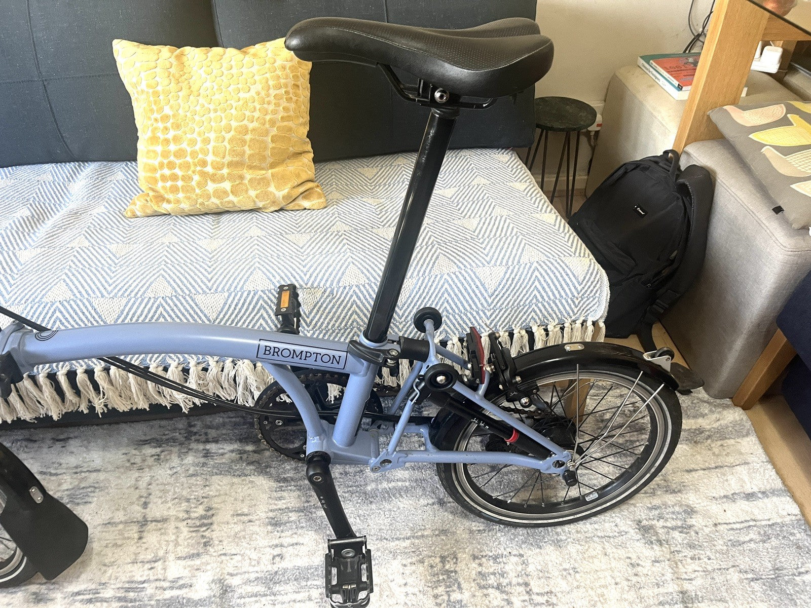 Brompton C Line Explore Mid Handlebar Folding Bike - Cloud Blue M Handlebar 2023