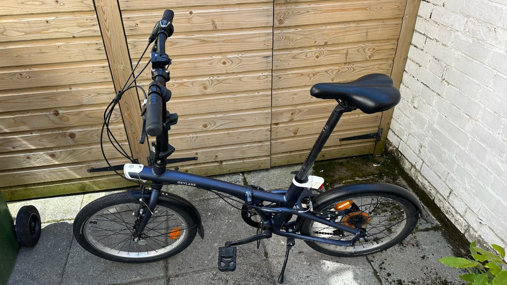 Oxylane Folding Bike Blue 20” Wheels 6 Speed Commuter Bicycle