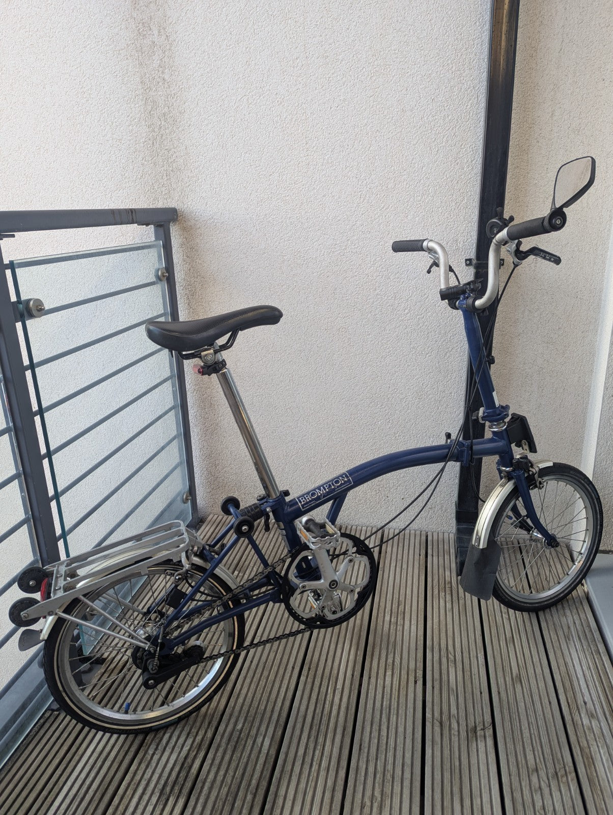 Brompton M3L Folding Bike Tempest Blue 3 Speed – Rack, Lights, Extras