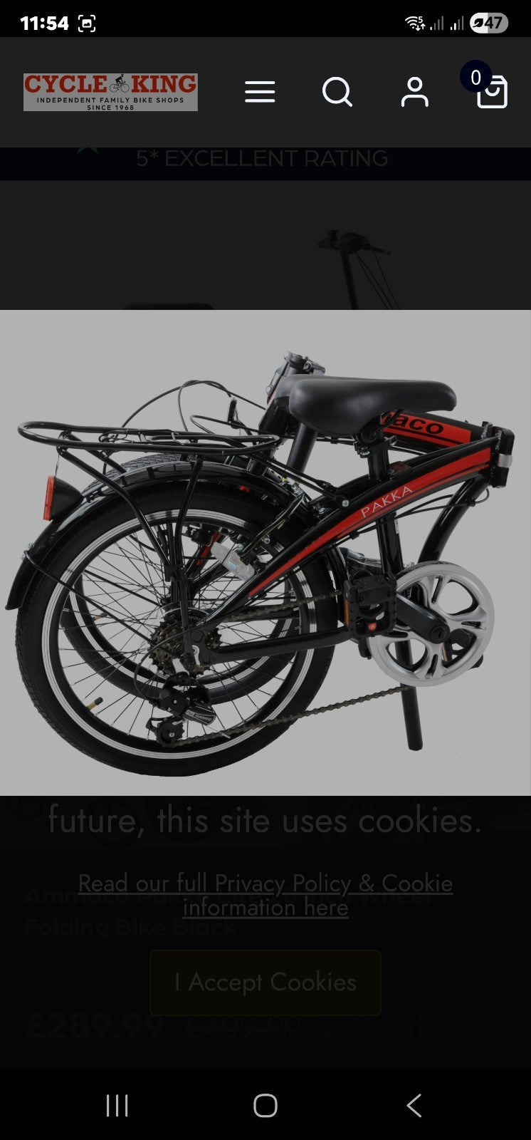 Ammaco Pakka Lite 20 Inch Wheel 6 Speed Alloy Folding Bike Silver