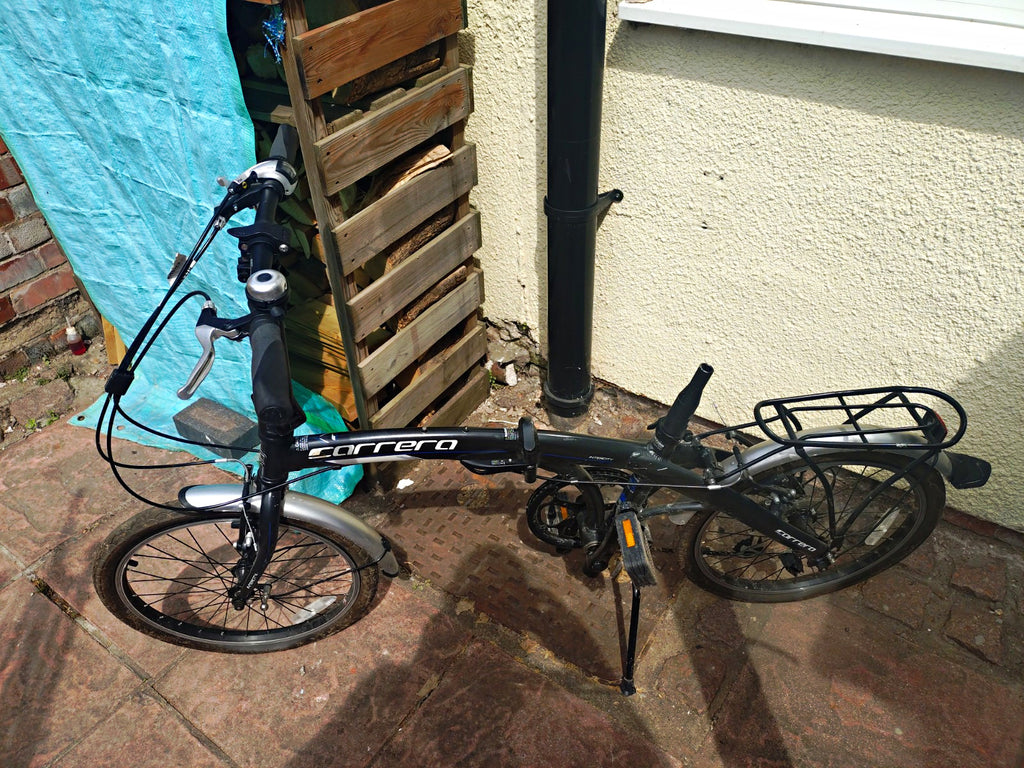 Carrera Transit Folding Bike 20in 8 Speed Black/Grey Rear Pannier Rack
