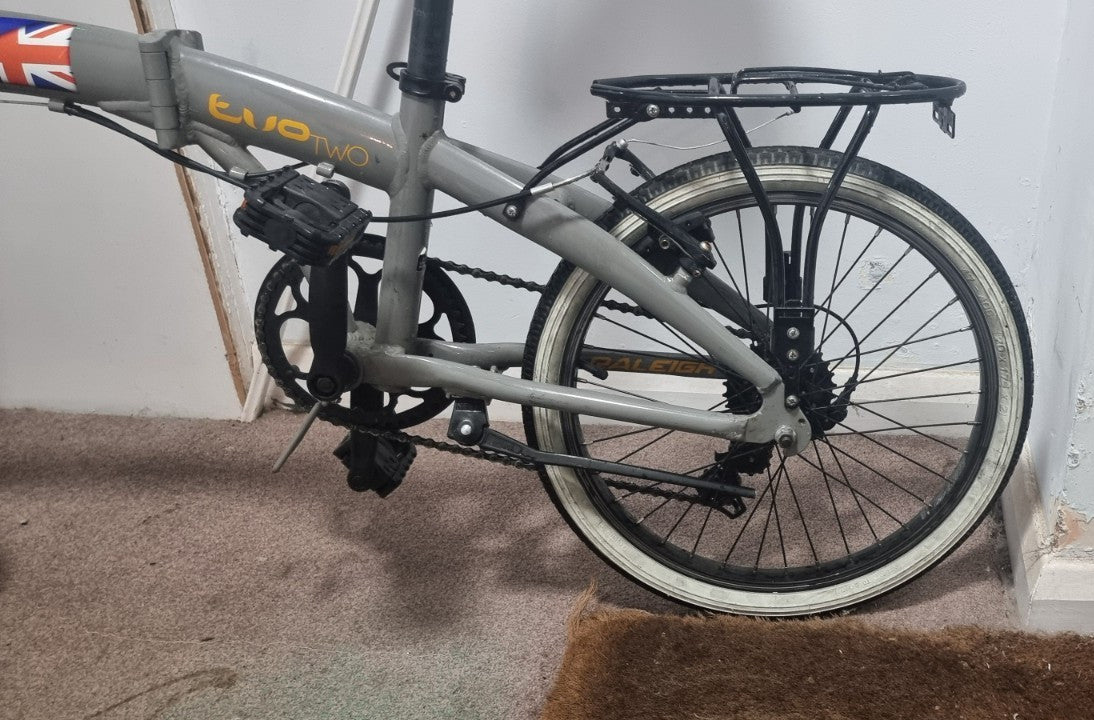 Raleigh Evo 20in Folding Bike Grey/Black Small Flat Bar Rear Rack