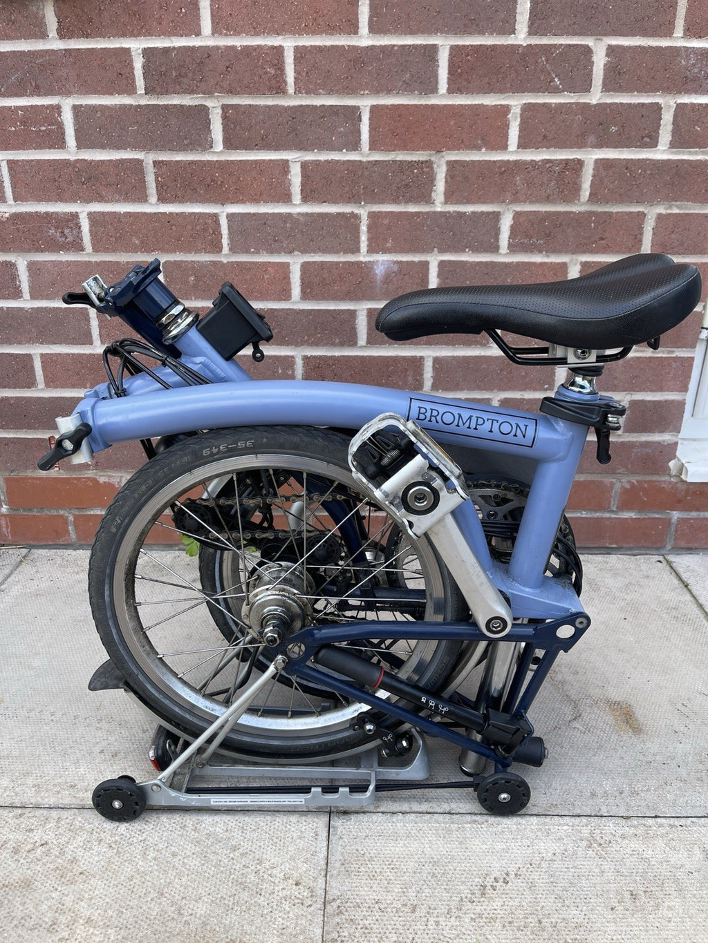 Brompton Folding Bike 16 in Blue with Mudguards, Side Pull Caliper Brakes