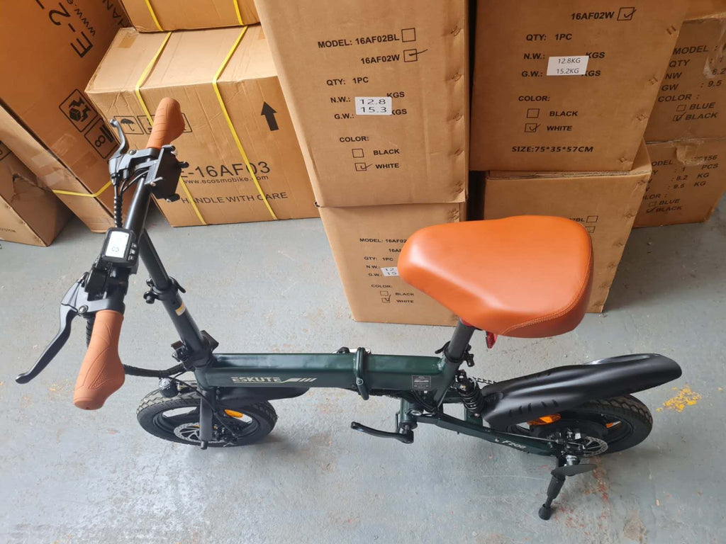 14" Portable Commuter Bike 50km 36V 7.8A Folding City Bike Full Disc-F200R Green