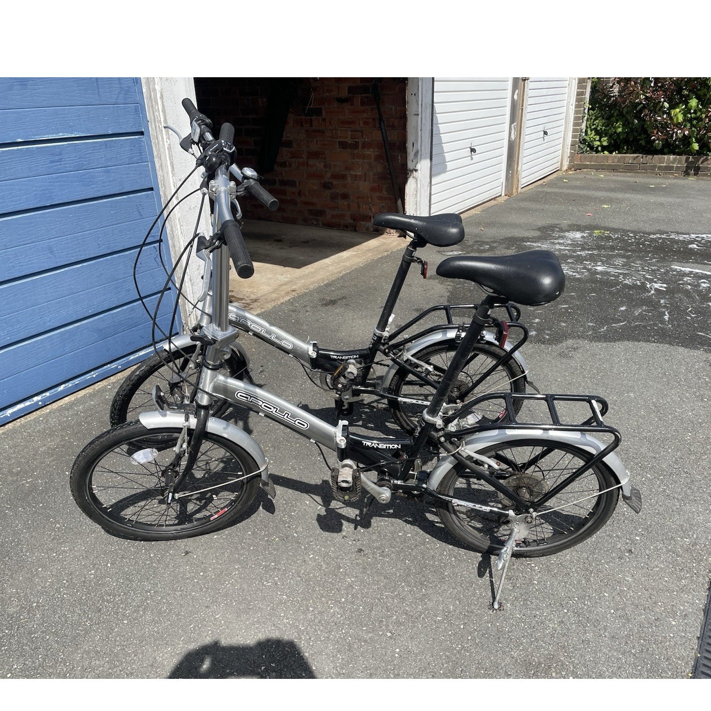 Two Apollo Transition Folding Bikes Aluminium 6061 20in Silver Black Kickstand
