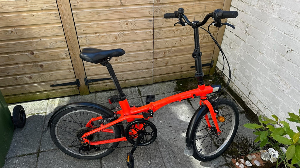 Red Oxylane Folding Bicycle 6-Speed