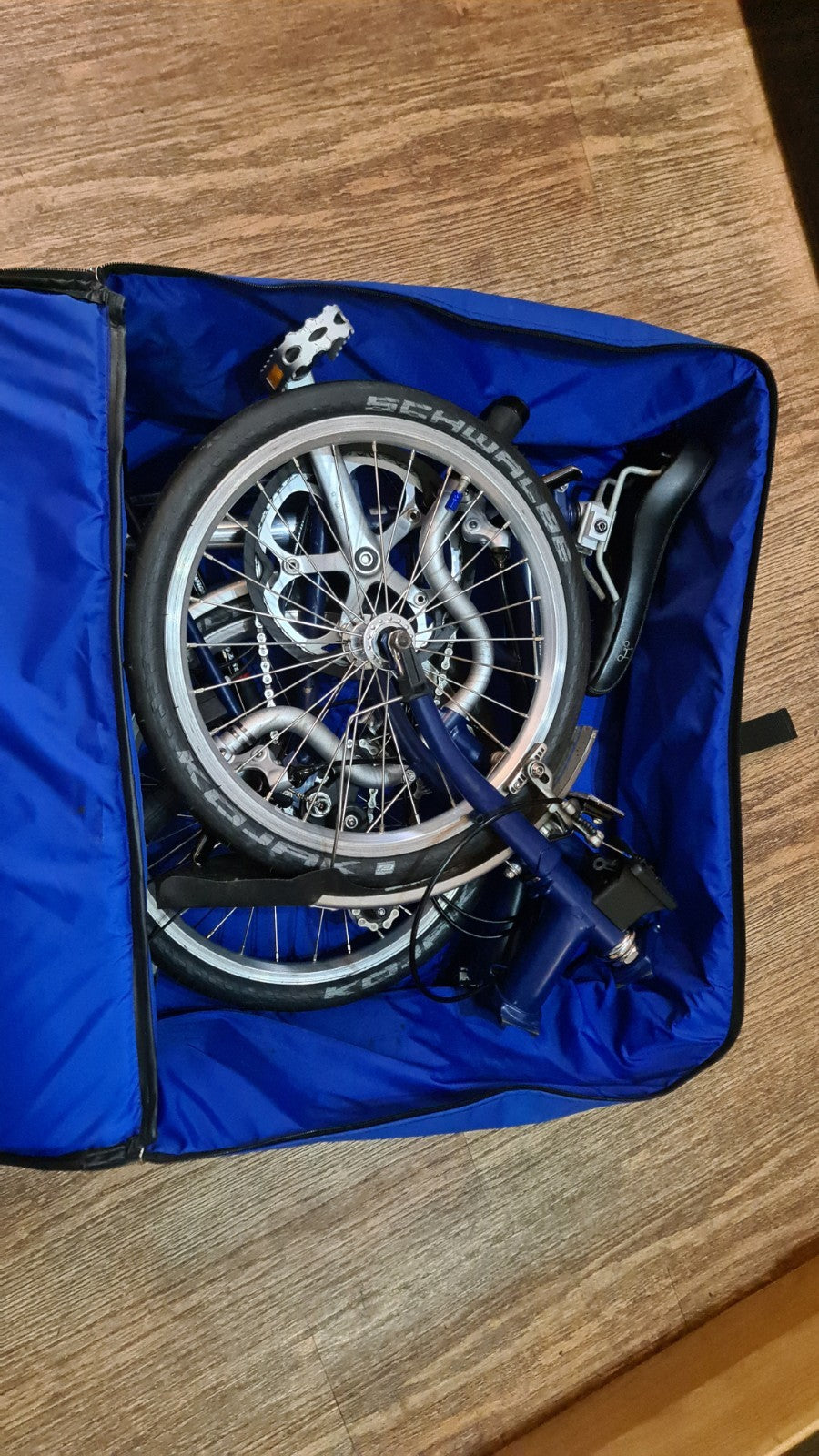 Brompton Folding Bike Blue 16in M Frame Cruiser Bar Caliper Brakes Mudguards