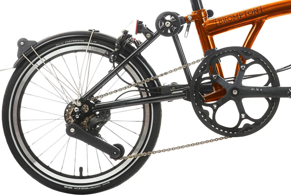 Brompton P Line Urban Folding Bike in Flame Lacquer
