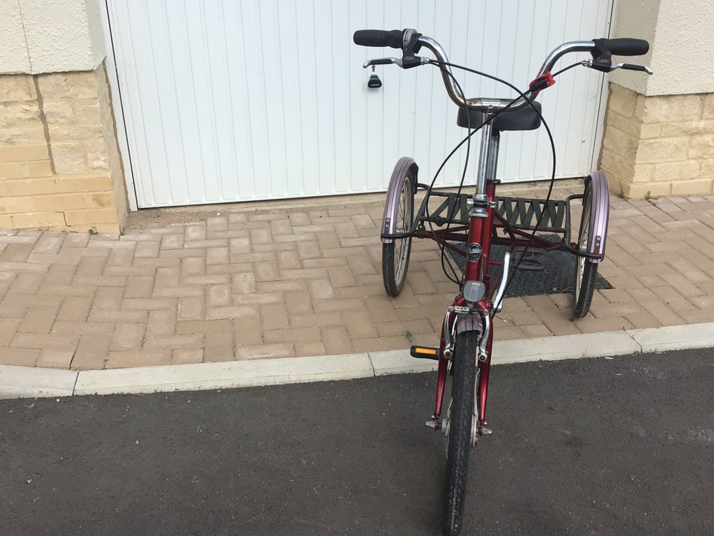PASHLEY - Tri-1 Folding Adult Trike Burgundy Red 7 speed