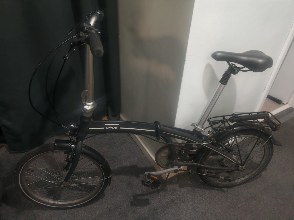 BTWIN Orus 20in Folding Bike Black Rear Rack Mudguards Reflectors V-Brake