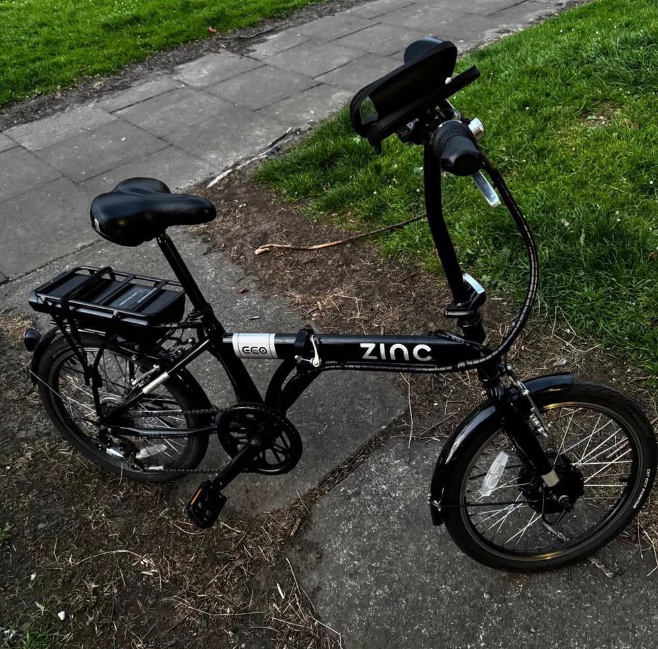 Zinc 20 Inch Wheel Size Eco Unisex 36V Folding  Bike, Black comes with charger