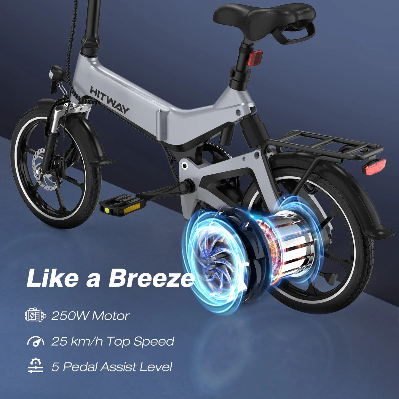 HITWAY BK2  Folding Bike, 16-inch Wheels, Black
