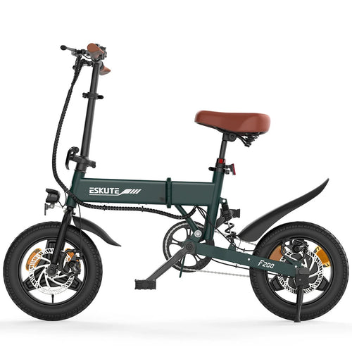 14" Portable Commuter Bike 50km 36V 7.8A Folding City Bike Full Disc-F200R Green
