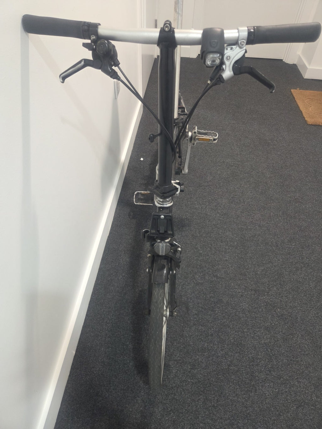 Brompton 2020 Folding Bike 16 in Black with Mudguards, Flat Bar, Caliper Brakes