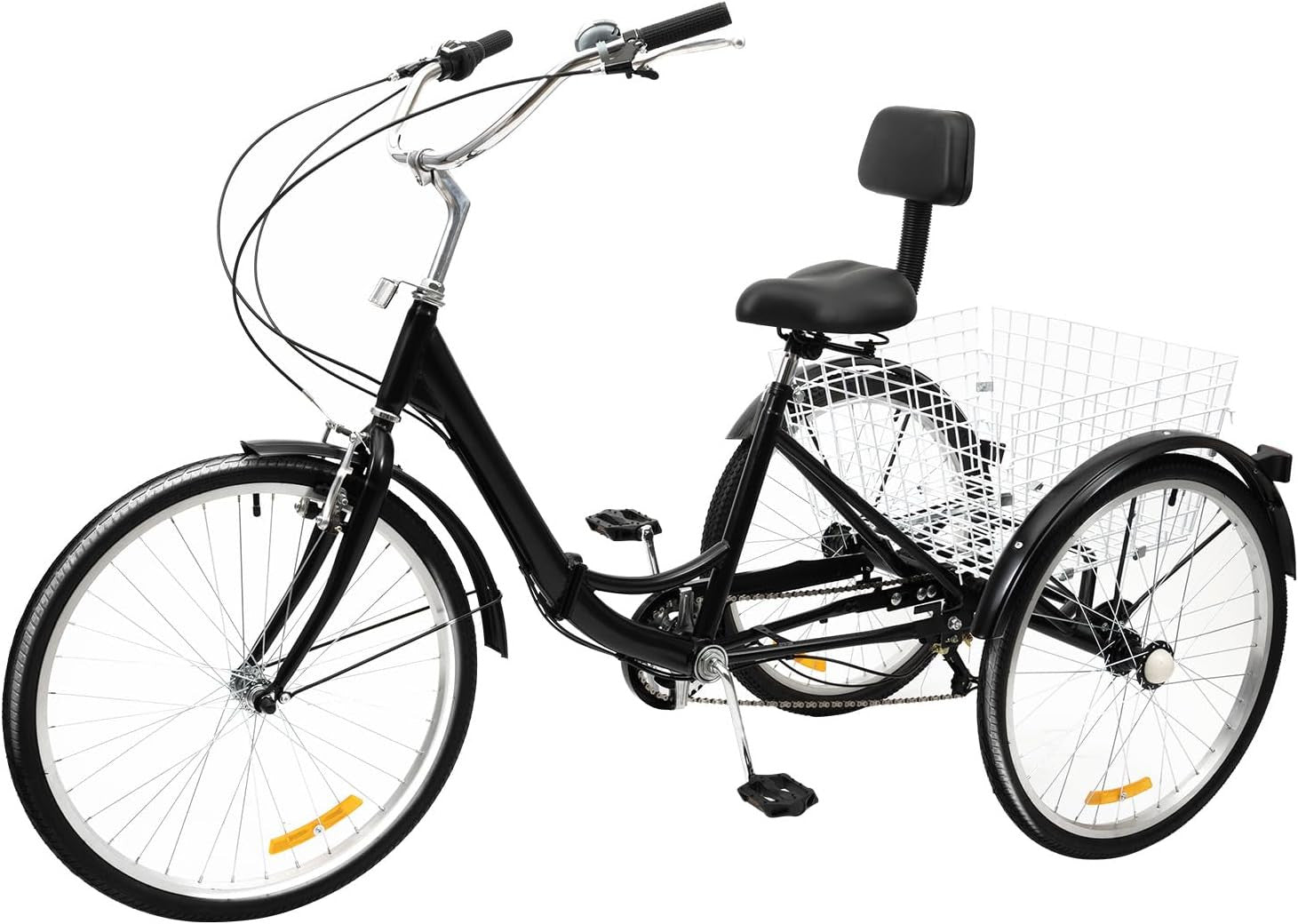24Inch Folding Tricycle 7 Speed 3 Wheel Bike, Adult Folding Tricycle High Carbon